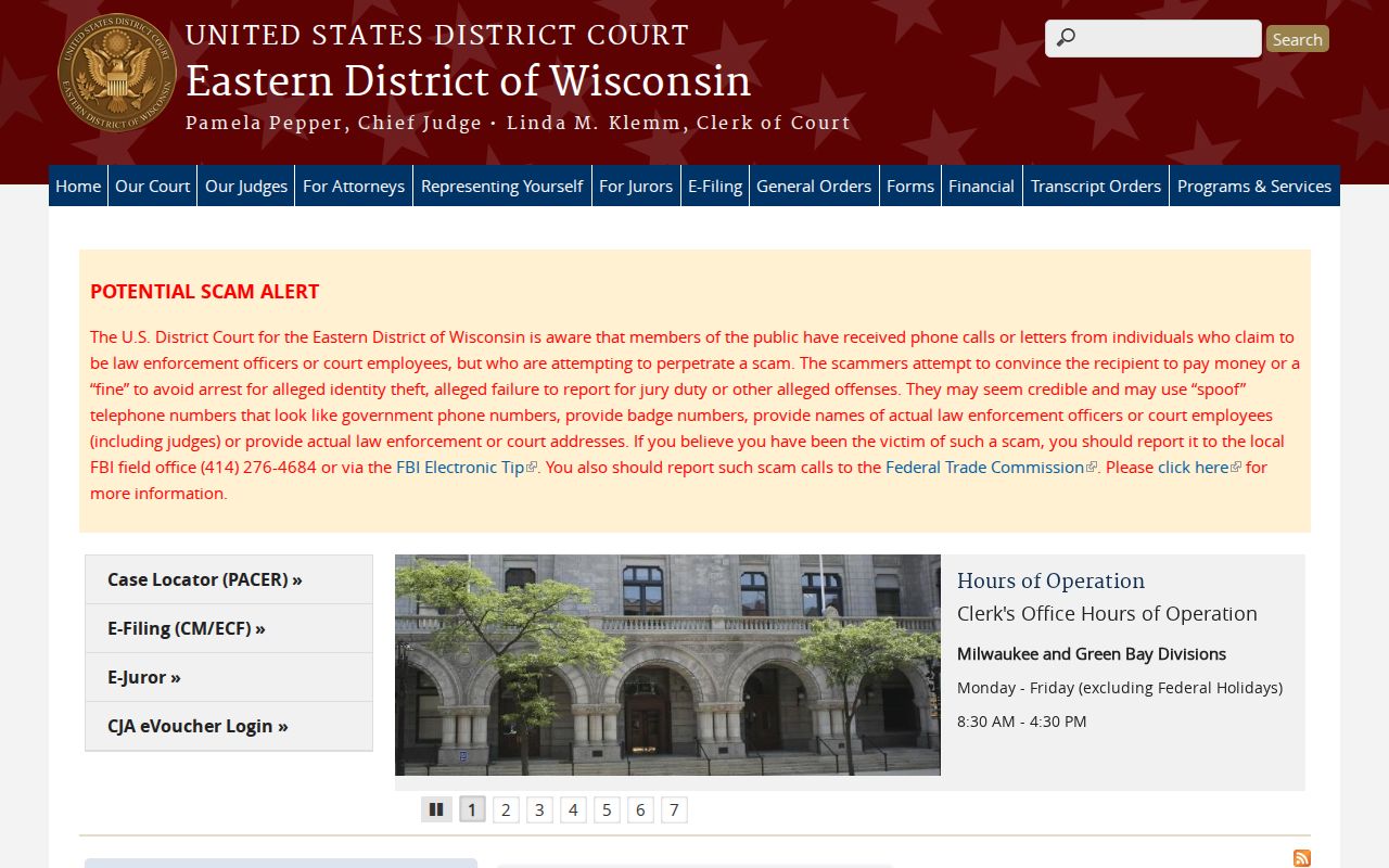 United States District Court Eastern District of Wisconsin website