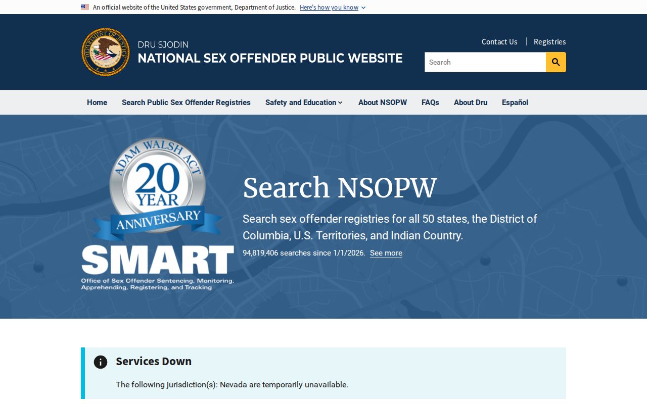Waupaca County sex offender search through the national registry interface